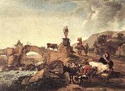 BERCHEM, Nicolaes Italian Landscape with Bridge  ddd oil